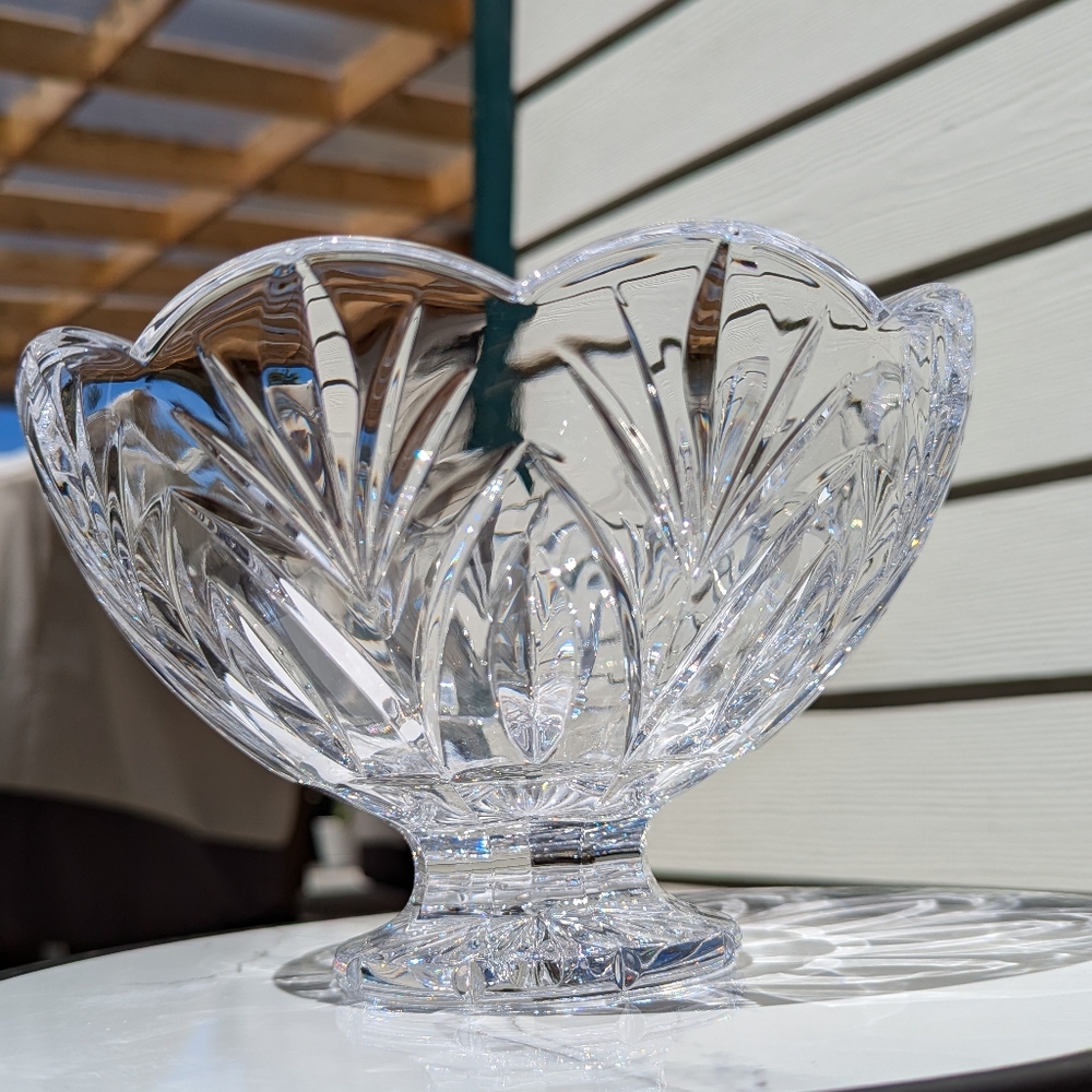 Waterford Signed Marquis Canterbury 10" Footed Crystal Bowl, Flower Blossom